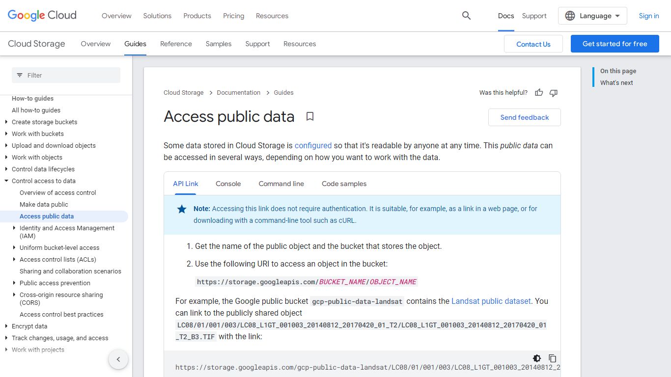 Access public data | Cloud Storage | Google Cloud